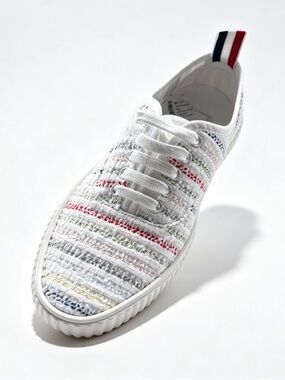 Thom Browne White Multicolor Tweed Low-Top Sneakers